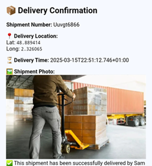 Example of Delivery Notice